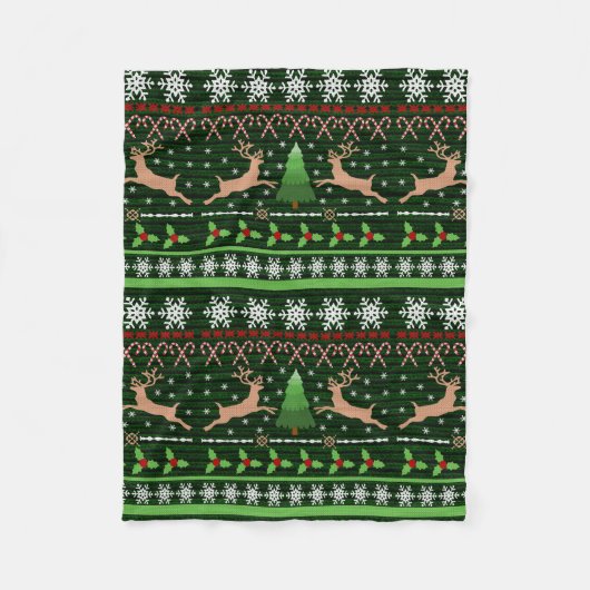 Couverture Polaire Chandail de Noël de renne d'amusement (Devant)