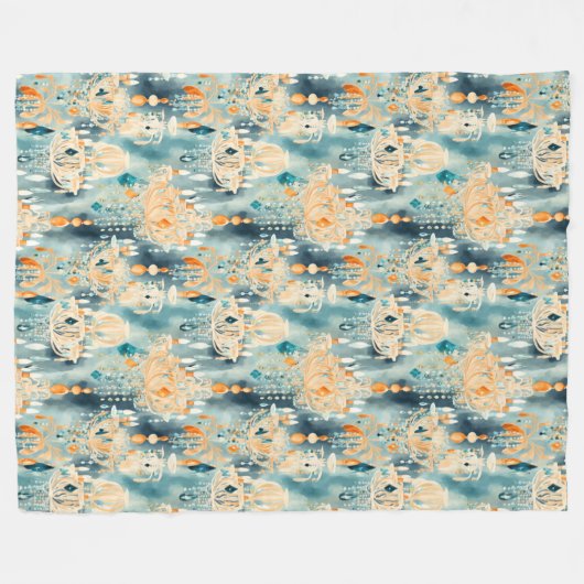 Couverture Polaire Chandeliers turquoises (Devant (Horizontal))