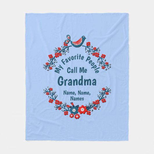 Couverture Polaire Changer Grand-Mère Nom Ajouter Enfants - Favoris (Devant)