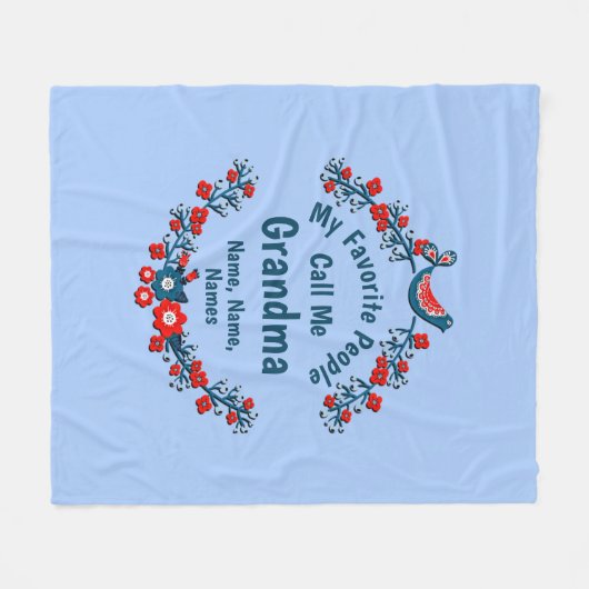 Couverture Polaire Changer Grand-Mère Nom Ajouter Enfants - Favoris (Devant (Horizontal))