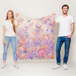 Couverture Polaire Chants d'oiseaux parmi les fleurs