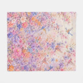 Couverture Polaire Chants d'oiseaux parmi les fleurs (Devant (Horizontal))