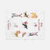 Couverture Polaire Chapeau de Noël doux Chiens Monogramme (Devant (Horizontal))