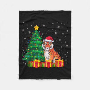 Couverture Polaire Chapeau de Père Noël de Tigre du Bengale Laid Lumi
