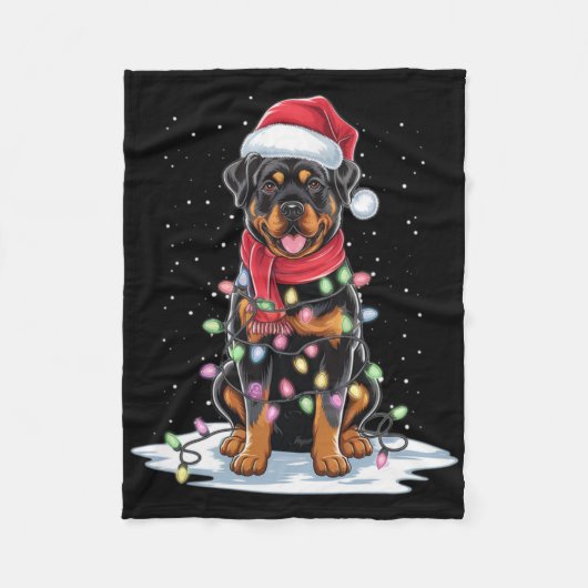Couverture Polaire Chapeau de Père Noël pour chien Rottweiler Arbre d (Devant)