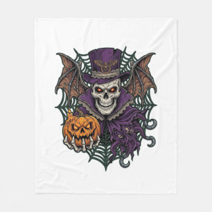 Couverture Polaire Chapeau Haut de Forme de Crâne de Halloween Chauve