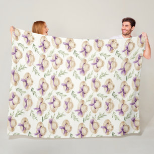 Couverture Polaire Chapeaux Crème Rubans Violets Anniversaire