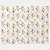 Couverture Polaire Chapeaux Crème Rubans Violets Anniversaire (Devant (Horizontal))