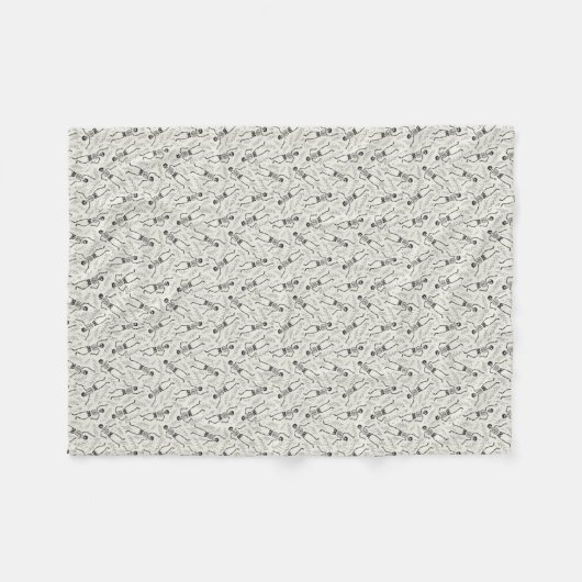 Couverture Polaire Charbon et Ecru Neutre Halloween Squelette Motif (Devant (Horizontal))