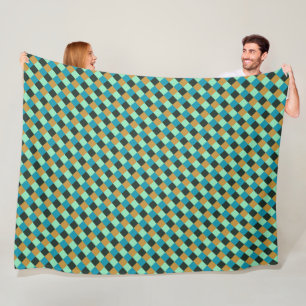 Couverture Polaire Charbon Ochre Turquoise Vert Bleu Plaid