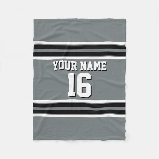 Couverture Polaire Charcoal Black Wht Team Jersey Numéro personnalisé (Devant)