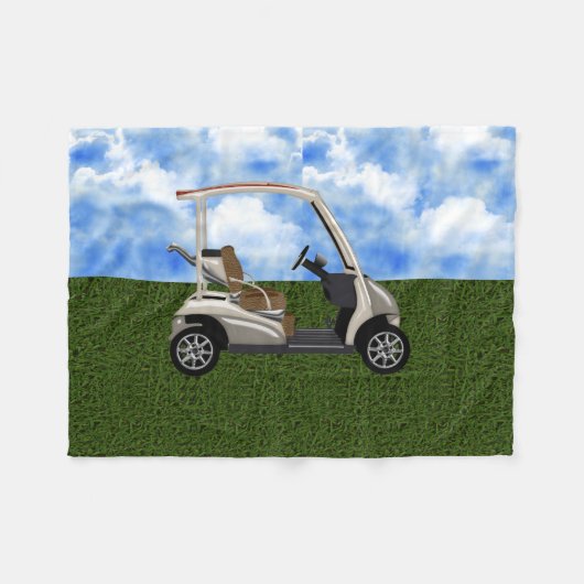 Couverture Polaire chariot de golf 3D beige sur l'herbe (Devant (Horizontal))