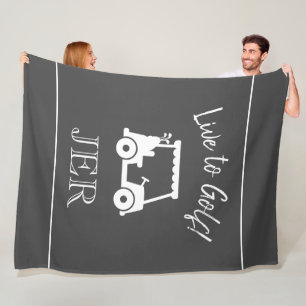 Couverture Polaire Chariot de Golf Live to Golf Monogrammé Gris et Bl