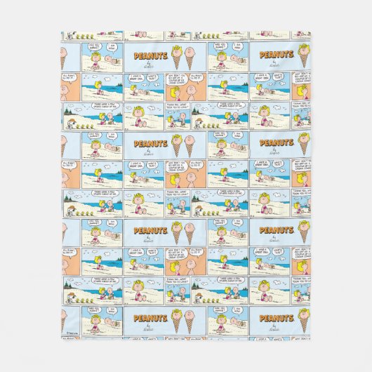 Couverture Polaire Charlie Brown & Glace Sally À La Plage (Devant)