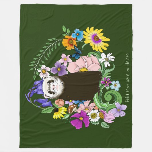 Couverture Polaire Charme Chocolat Sable Ferret Floral Vert (Devant)