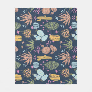 Couverture Polaire Charme de cactus : Vintage coloré Floral