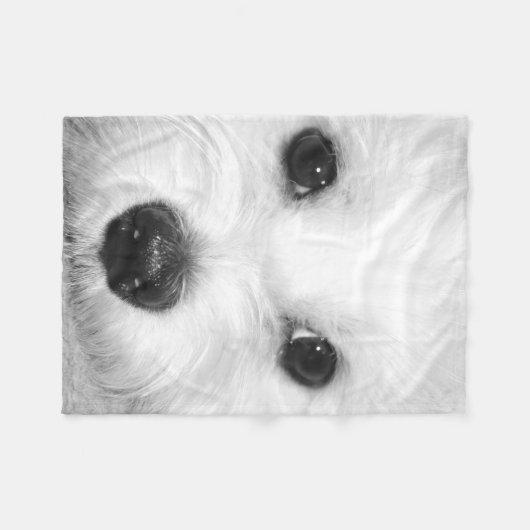 Couverture Polaire Charme maltais Adorable yeux et nez (Devant (Horizontal))