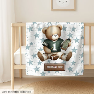 Couverture Polaire Charming American Football Teddy Bear Baby Cadeau