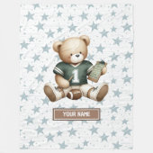 Couverture Polaire Charming American Football Teddy Bear Baby Cadeau (Devant)