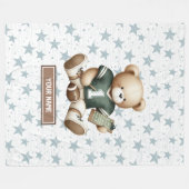 Couverture Polaire Charming American Football Teddy Bear Baby Cadeau (Devant (Horizontal))
