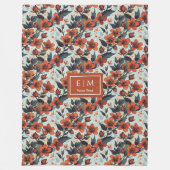 Couverture Polaire Charming aneth vert et orange profonde fleuri (Devant)