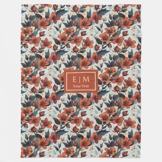 Couverture Polaire Charming aneth vert et orange profonde fleuri (Devant)