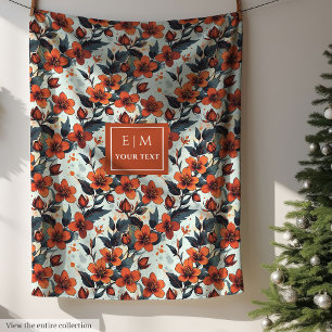 Couverture Polaire Charming aneth vert et orange profonde fleuri