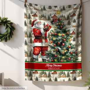 Couverture Polaire Charming Aquarelle Santa Claus Holiday Thon