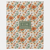 Couverture Polaire Charming Autumn Flowers Rusty Sage Green Blanket (Devant)