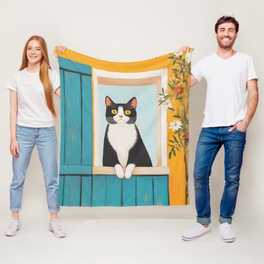 Couverture Polaire Charming Chat in Window (En situation)