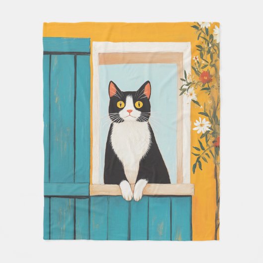 Couverture Polaire Charming Chat in Window (Devant)