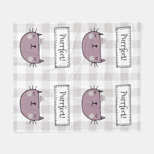 Couverture Polaire Charming Chat Purrfect En vichy Motif (Devant (Horizontal))