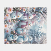 Couverture Polaire Charming Happy Snowman Famille hiver (Devant (Horizontal))