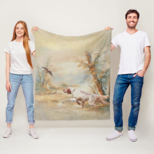 Couverture Polaire Chasse à la bécasse avec setter anglais en forêt,