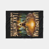 Couverture Polaire Chasse Au Cerf Je Suis Un Homme Simple J'Aime Chas (Devant (Horizontal))