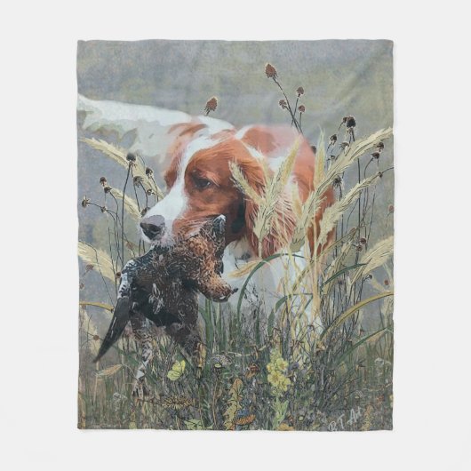 Couverture Polaire Chasse avec Epagneul Breton (Devant)