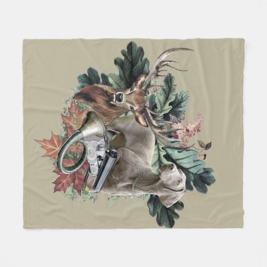 Couverture Polaire Chasse avec un Weimaraner, "Grey Ghost" (Devant (Horizontal))