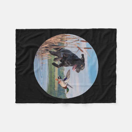 Couverture Polaire Chasse Black Labrador Lab Chasse aux canards. Oise (Devant (Horizontal))
