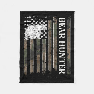 Couverture Polaire Chasseur d'ours Drapeau américain Chasse d'ours Lo