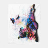 Couverture Polaire Chat 614 papillon bleu rose (Devant)