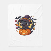Couverture Polaire Chat à sorcière sur Citrouille - Halloween Art Ove (Devant)