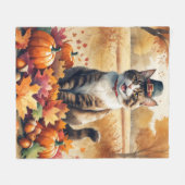 Couverture Polaire Chat abyssin à l'automne quitte Thanksgiving Art (Devant (Horizontal))