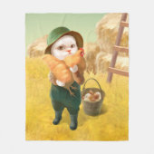 Couverture Polaire Chat adorable avec Hen à la ferme (Devant)