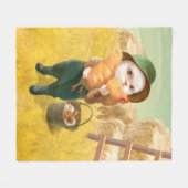 Couverture Polaire Chat adorable avec Hen à la ferme (Devant (Horizontal))