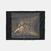 Couverture Polaire Chat Amusant Avec Cigarette Mème Sarcastique Fumer (Devant (Horizontal))