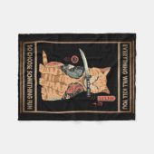 Couverture Polaire Chat Amusant Samurai Tout Vous Tuera (Devant (Horizontal))