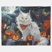 Couverture Polaire Chat angora turc Halloween effrayant (Devant (Horizontal))