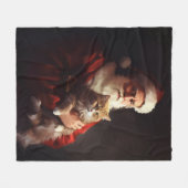 Couverture Polaire Chat angora turc Père Noël Noël festif (Devant (Horizontal))