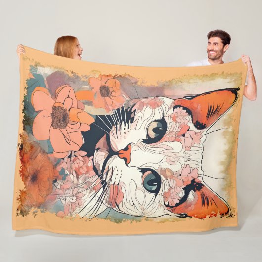 Couverture Polaire Chat Artistique (En situation)