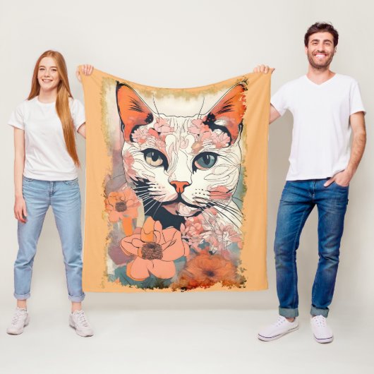 Couverture Polaire Chat Artistique (En situation)